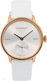 Buy Shop Calvin Klein Accent Silver Dial White Leather Strap Watch for Women - K2Y236K6 USA Online