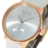 Buy Shop Calvin Klein Accent Silver Dial White Leather Strap Watch for Women - K2Y236K6 USA Online