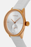 Buy Shop Calvin Klein Accent Silver Dial White Leather Strap Watch for Women - K2Y236K6 USA Online