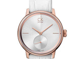 Buy Shop Calvin Klein Accent Silver Dial White Leather Strap Watch for Women - K2Y236K6 USA Online