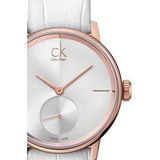 Buy Shop Calvin Klein Accent Silver Dial White Leather Strap Watch for Women - K2Y236K6 USA Online