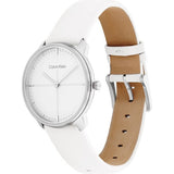 Buy Shop Calvin Klein Accent Silver Dial White Leather Strap Watch for Women - K2Y2X1K6 USA Online