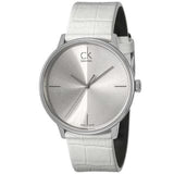 Buy Shop Calvin Klein Accent Silver Dial White Leather Strap Watch for Women - K2Y2X1K6 USA Online