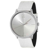 Buy Shop Calvin Klein Accent Silver Dial White Leather Strap Watch for Women - K2Y2X1K6 USA Online