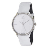 Buy Shop Calvin Klein Accent Silver Dial White Leather Strap Watch for Women - K2Y2X1K6 USA Online