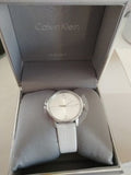 Buy Shop Calvin Klein Accent Silver Dial White Leather Strap Watch for Women - K2Y2Y1KW USA Online