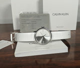 Buy Shop Calvin Klein Accent Silver Dial White Leather Strap Watch for Women - K2Y2Y1KW USA Online