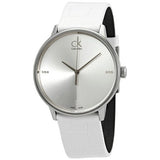 Buy Shop Calvin Klein Accent Silver Dial White Leather Strap Watch for Women - K2Y2Y1KW USA Online