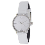 Buy Shop Calvin Klein Accent Silver Dial White Leather Strap Watch for Women - K2Y2Y1KW USA Online