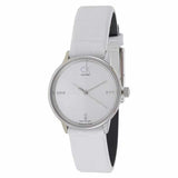 Buy Shop Calvin Klein Accent Silver Dial White Leather Strap Watch for Women - K2Y2Y1KW USA Online
