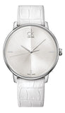 Buy Shop Calvin Klein Accent Silver Dial White Leather Strap Watch for Women - K2Y2Y1KW USA Online