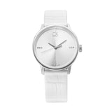 Buy Shop Calvin Klein Accent Silver Dial White Leather Strap Watch for Women - K2Y2Y1KW USA Online