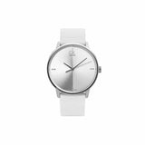 Buy Shop Calvin Klein Accent Silver Dial White Leather Strap Watch for Women - K2Y2Y1KW USA Online
