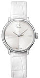 Buy Shop Calvin Klein Accent Silver Dial White Leather Strap Watch for Women - K2Y2Y1KW USA Online