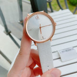 Buy Shop Calvin Klein Accent White Dial White Leather Strap Watch for Men - K2Y2X6KW USA Online