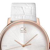 Buy Shop Calvin Klein Accent White Dial White Leather Strap Watch for Men - K2Y2X6KW USA Online