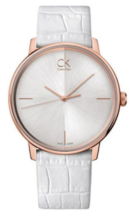 Buy Shop Calvin Klein Accent White Dial White Leather Strap Watch for Women - K2Y2X6K6 USA Online