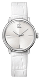 Buy Shop Calvin Klein Accent White Dial White Leather Strap Watch for Women - K2Y2Y1K6 USA Online