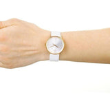 Buy Shop Calvin Klein Accent White Dial White Leather Strap Watch for Women - K2Y2Y6K6 USA Online