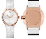 Buy Shop Calvin Klein Accent White Dial White Leather Strap Watch for Women - K2Y2Y6KW USA Online