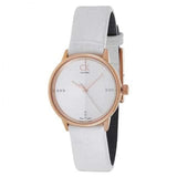 Buy Shop Calvin Klein Accent White Dial White Leather Strap Watch for Women - K2Y2Y6KW USA Online