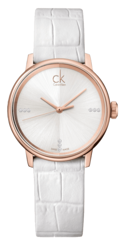 Buy Shop Calvin Klein Accent White Dial White Leather Strap Watch for Women - K2Y2Y6KW USA Online