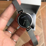 Buy Shop Calvin Klein Authentic Black Dial Silver Mesh Bracelet Watch for Women - K8G23121 USA Online