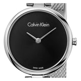Buy Shop Calvin Klein Authentic Black Dial Silver Mesh Bracelet Watch for Women - K8G23121 USA Online