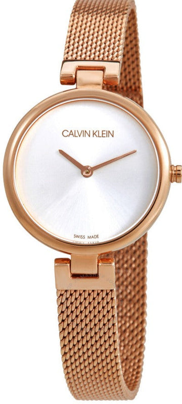 Buy Shop Calvin Klein Authentic Silver Dial Rose Gold Mesh Bracelet Watch for Women - K8G23626 USA Online