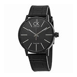 Buy Shop Calvin Klein Black Dial Black Leather Strap Watch for Women - K7622401 USA Online