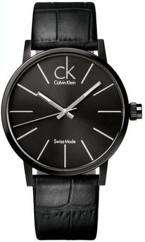 Buy Shop Calvin Klein Black Dial Black Leather Strap Watch for Women - K7622401 USA Online