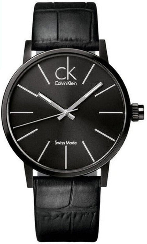 Buy Shop Calvin Klein Black Dial Black Leather Strap Watch for Women - K7622401 USA Online