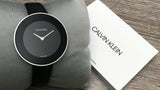 Buy Shop Calvin Klein Chic Black Dial Black Leather Strap Watch for Women - K7N23CB1 USA Online