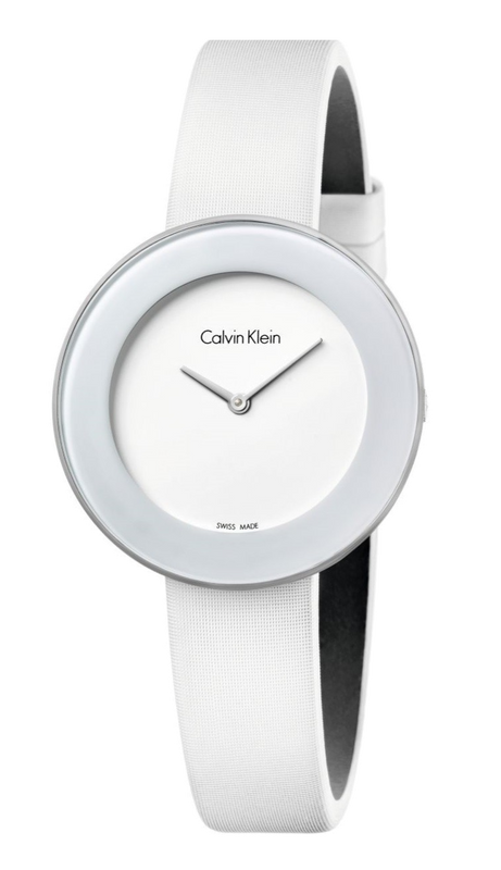 Buy Shop Calvin Klein Chic White Dial White Leather Strap Watch for Women - K7N23TK2 USA Online