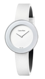 Calvin Klein Chic White Dial White Leather Strap Watch for Women - K7N23TK2