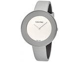 Calvin Klein Chic Silver Dial White Leather Strap Watch for Women - K7N23UP8