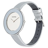 Buy Shop Calvin Klein Chic Silver Dial White Leather Strap Watch for Women - K7N23UP8 USA Online