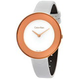 Calvin Klein Chic White Dial White Leather Strap Watch for Women - K7N236K2