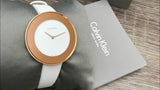 Buy Shop Calvin Klein Chic White Dial White Leather Strap Watch for Women - K7N236K2 USA Online