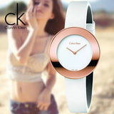 Buy Shop Calvin Klein Chic White Dial White Leather Strap Watch for Women - K7N236K2 USA Online