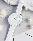 Buy Shop Calvin Klein Chic White Dial White Leather Strap Watch for Women - K7N23TK2 USA Online