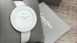 Buy Shop Calvin Klein Chic White Dial White Leather Strap Watch for Women - K7N23TK2 USA Online
