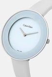 Buy Shop Calvin Klein Chic White Dial White Leather Strap Watch for Women - K7N23TK2 USA Online