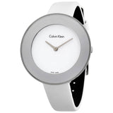 Buy Shop Calvin Klein Chic White Dial White Leather Strap Watch for Women - K7N23TK2 USA Online
