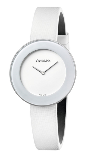 Buy Shop Calvin Klein Chic White Dial White Leather Strap Watch for Women - K7N23TK2 USA Online