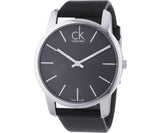 Buy Shop Calvin Klein City Black Dial Black Leather Strap Watch for Men - K2G21107 USA Online