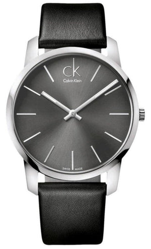 Buy Shop Calvin Klein City Black Dial Black Leather Strap Watch for Men - K2G21107 USA Online