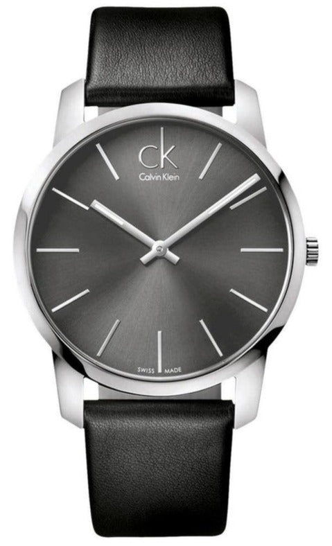 Buy Shop Calvin Klein City Black Dial Black Leather Strap Watch for Men - K2G21107 USA Online