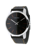 Buy Shop Calvin Klein City Black Dial Black Leather Strap Watch for Men - K2G211C1 USA Online