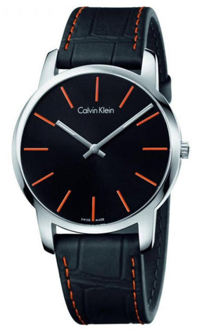 Buy Shop Calvin Klein City Black Dial Black Leather Strap Watch for Men - K2G211C1 USA Online